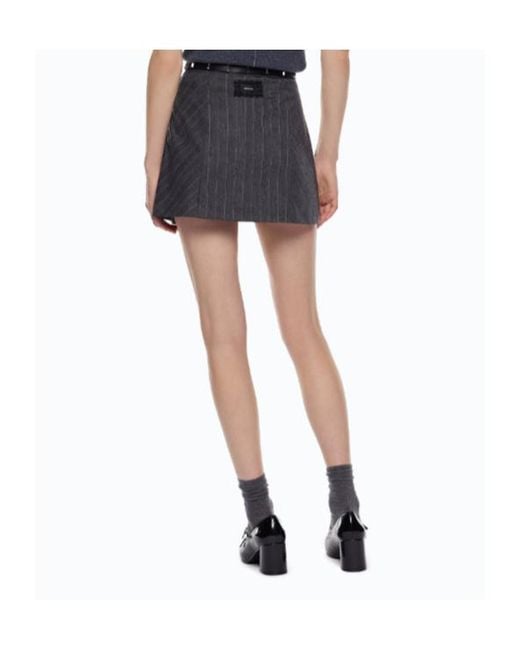 Pinko Gray Pinstriped Mini Skirt
