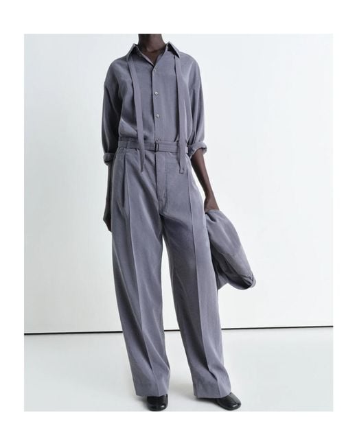 Lemaire Gray Belted Relaxed Pants