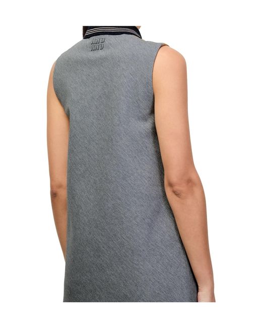 Miu Miu Gray Sleeveless Bi-Color Mini Dress