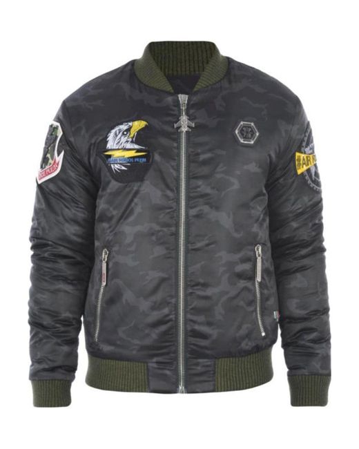 Philipp Plein Gray Logo Casual Jacket for men
