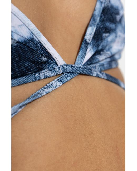 DSquared² Blue Lace-Up Bikini Top