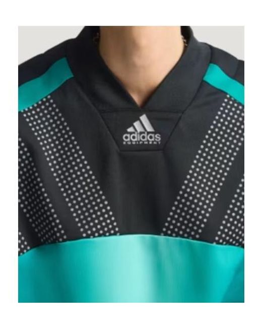 Adidas Originals Blue V-Neck Long Sleeved T-Shirt for men