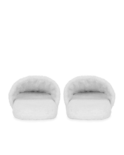 Dolce & Gabbana White Embroidered Logo Slides for men