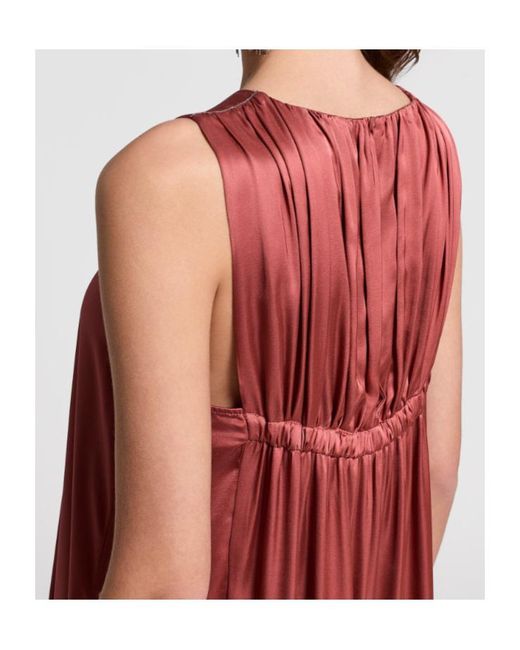 Peserico Red Crewneck Sleeveless Maxi Dress
