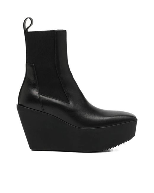 Rick Owens Black Square-Toe Ankle Boots