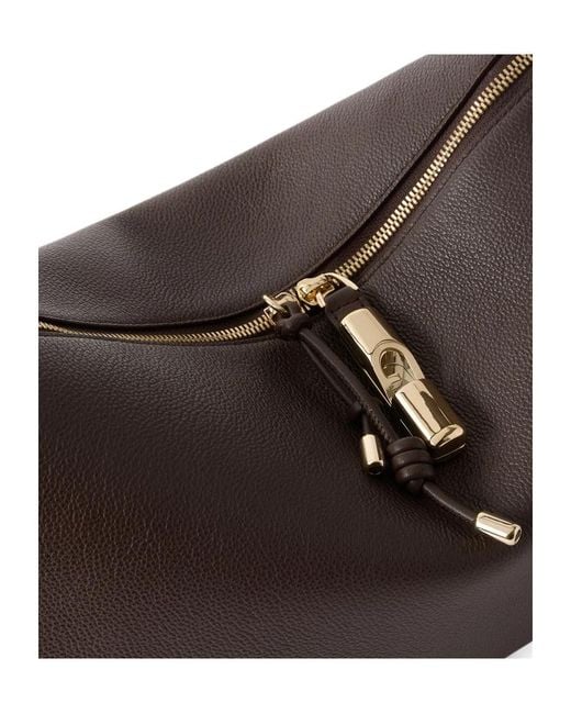Furla Brown Large Debby Zip Leather Shoulder Bag