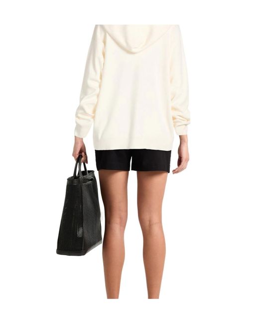 Max Mara White Wool Knitted Hooded Top