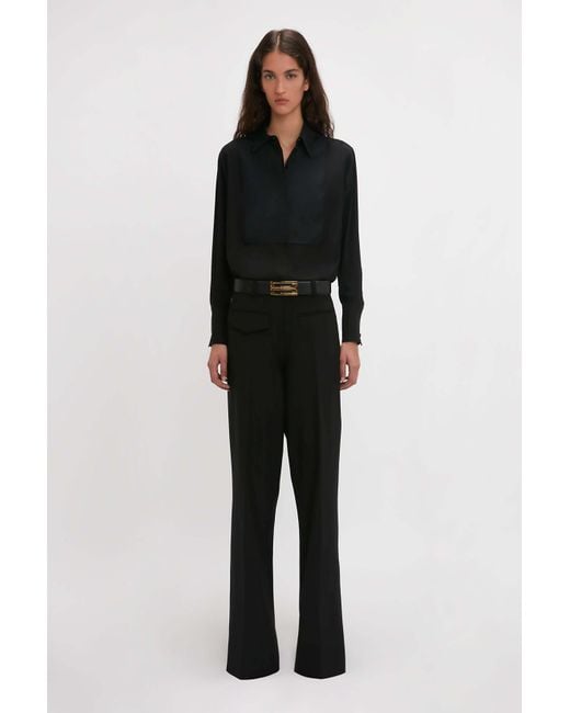 Victoria Beckham Black Freshly Cut Wool Back Casual Pants