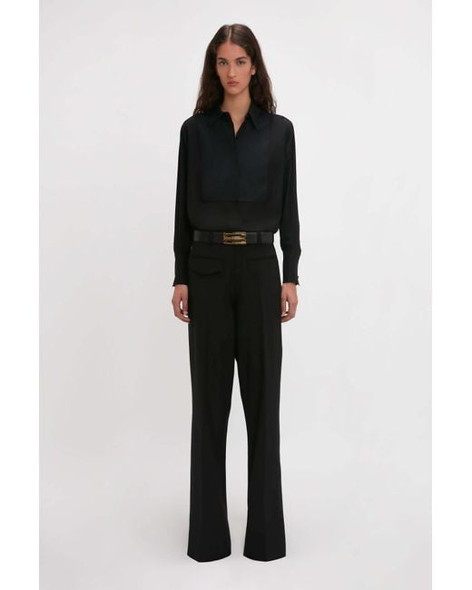 Victoria Beckham Black Casual Pants On The Reverse Side Of First Shearing Wool