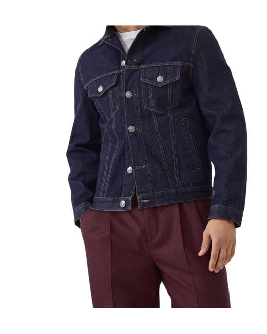 Brunello Cucinelli Blue Cotton Denim Jacket for men