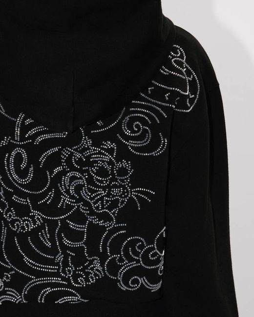 KENZO Black Star Tiger' Embroidered Cropped Hoodie