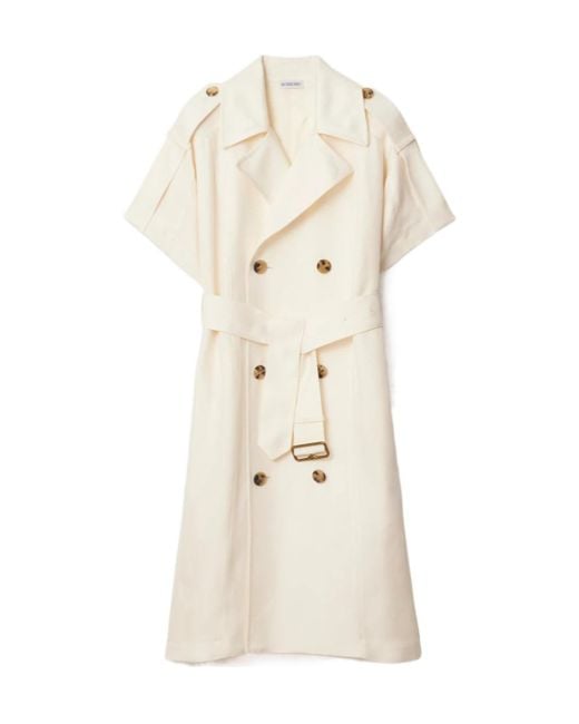 Burberry Natural Double Breasted Belted Trench Dress