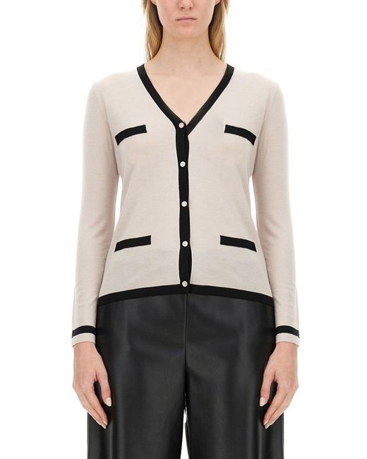 Max Mara White V-Neck Buttoned Cardigan