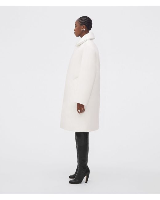 Bottega Veneta White Long Down Jacket With Belt