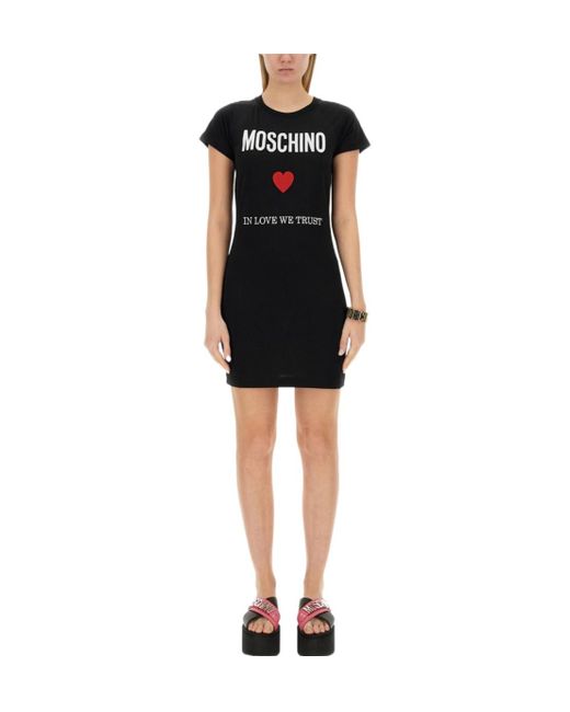 Moschino Black Logo Logo T-Shirt Dress