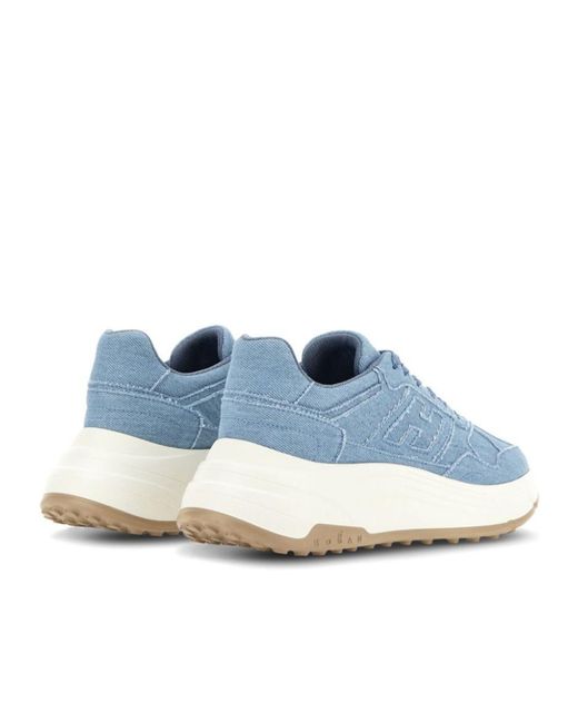 Hogan Blue Logo Embossed Chunky Sneakers