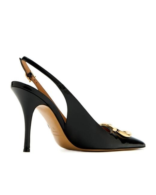 Ferragamo Black Maxi Gancini Slingback Pump