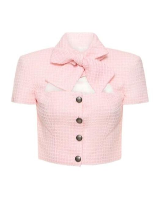 Alessandra Rich Pink Bowtie Tweed Jacket