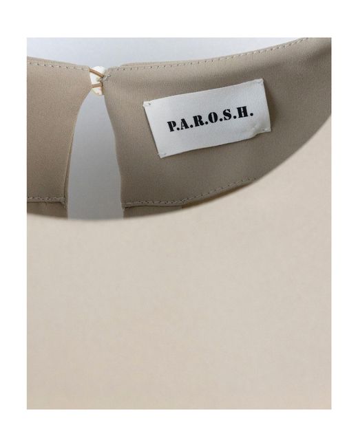 P.A.R.O.S.H. Natural P.A.R.O..H. Cady Round-Neck Sleeveless Blouse