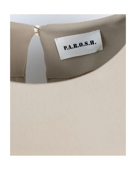 P.A.R.O.S.H. Natural P.A.R.O..H. Cady Round-Neck Sleeveless Blouse
