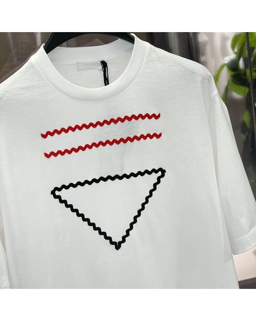Prada Gray Logo T-Shirt With Round Neck for men