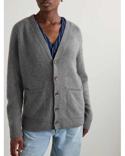 The Elder Statesman Gray Long-Sleeved Cashmere Cardigan