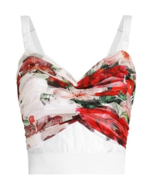 Dolce & Gabbana Red Rose Printed Corset Top