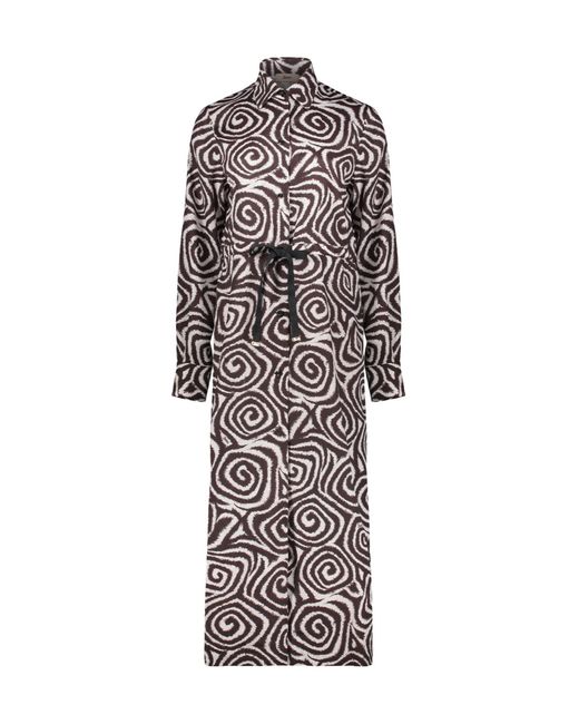 Herno White Belted Patterned Long Dress
