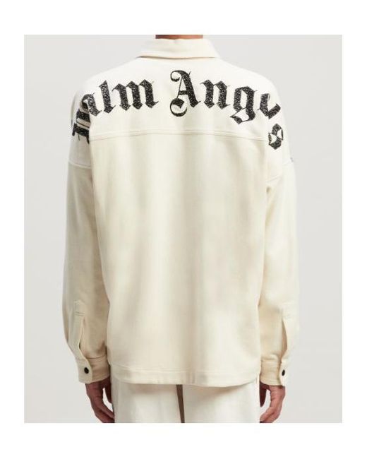 Palm Angels White Checked Long-Sleeved Flannel Overshirt for men