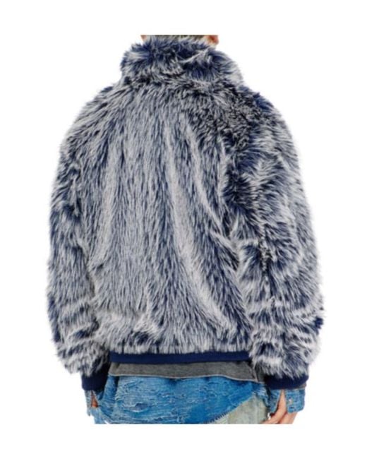 DIESEL Blue Shaggy Winter Jacket for men