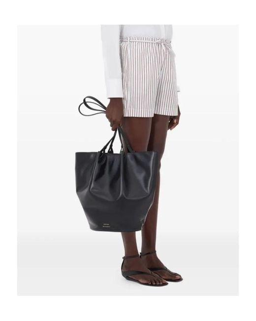 Loulou de Saison White Lory Striped Poplin Shorts
