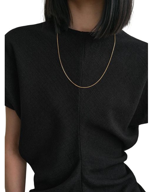 Totême Black Totême Round Neck Ruched-Waist Top