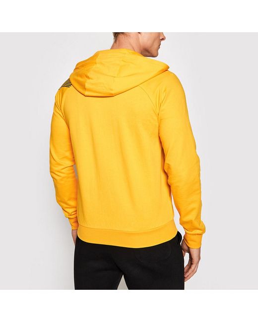 EA7 Yellow Logo Hooded Casual Jacket for men