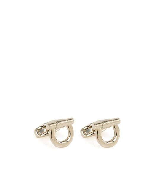 Ferragamo White Ferragamo Logo Engraved Cuff Links for men