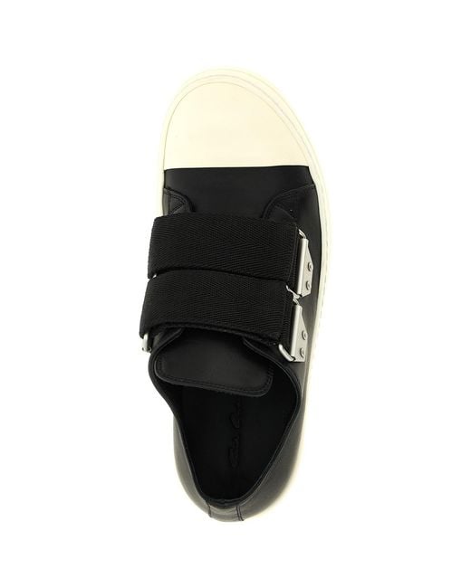 Rick Owens Black Double Strap Low-Top Sneakers for men