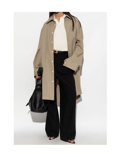AMI Natural Ami Pinstripe Shirt Dress