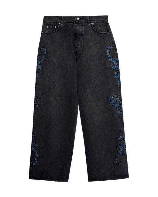 Off-White c/o Virgil Abloh Blue Natlover Distressed Mid-Rise Jeans for men