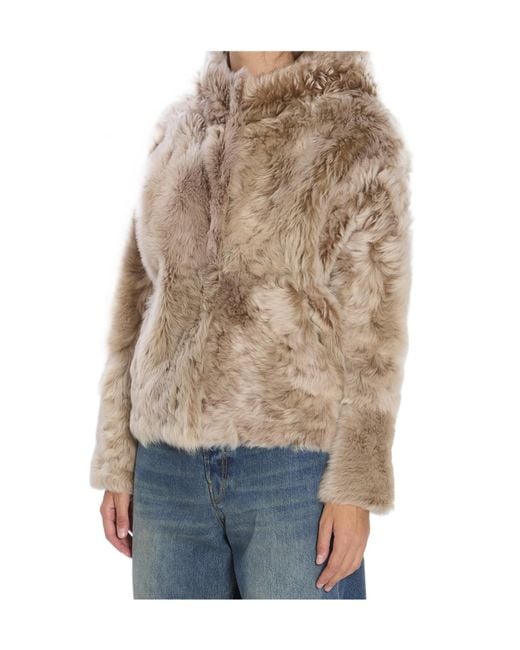 Yves Salomon Blue Long-Sleeved Fur