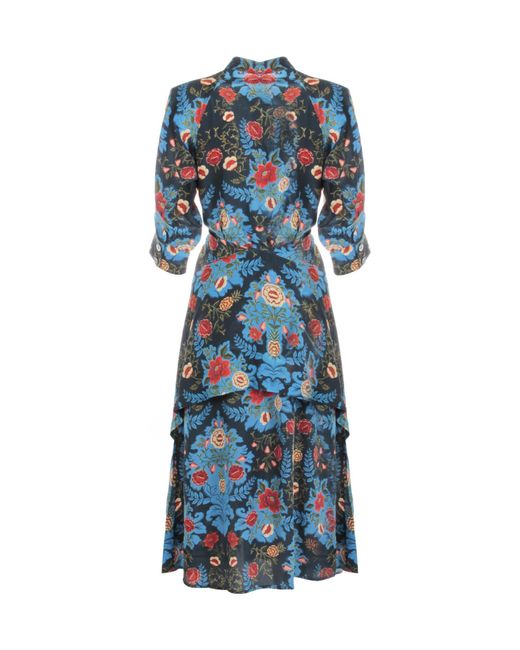 Farm Rio Blue Floral Pattern Dress
