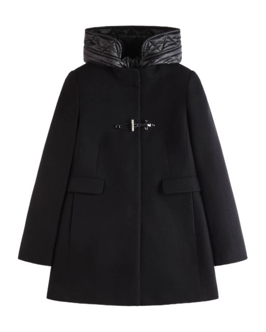 Fay Black Long-Sleeved Hooded Coat