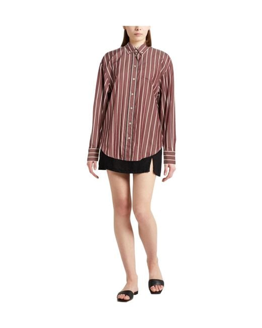 Brunello Cucinelli Red Striped Long-Sleeve Shirt