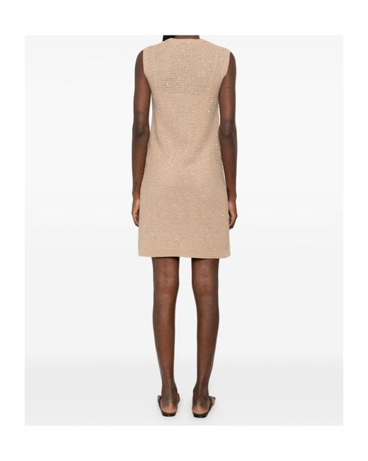 Fabiana Filippi Natural Sleeveless Sequined Knit Dress