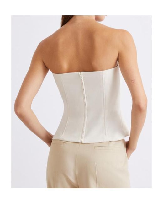 Marella White Stretch Canvas Corset Top