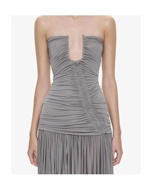 Christopher Esber Gray Arced Orion Strapless Gown