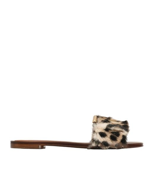 Dolce & Gabbana Multicolor Leo-Print Kid Leather Flat Slippers