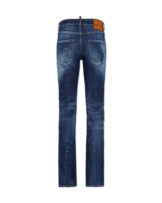 DSquared² Blue Distressed Skinny Jeans