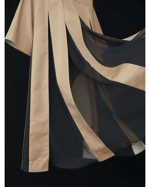 Sacai Black Panelled Pleated Minidress