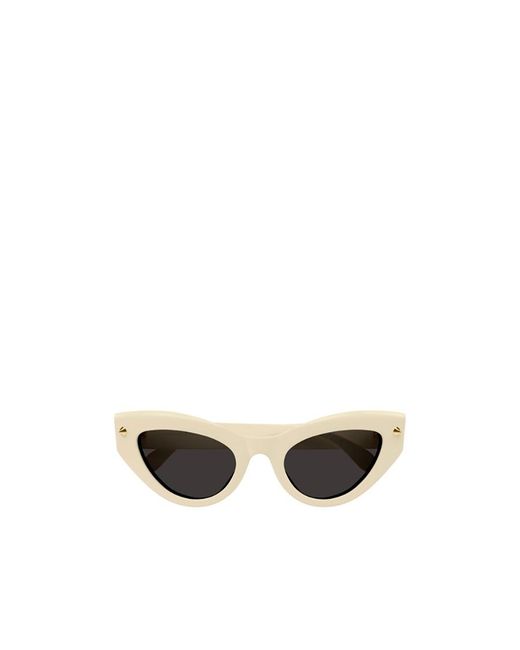 McQueen White Spike-Stud Detail Cat-Eye Sunglasses