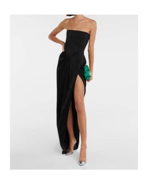 Alex Perry Black Ledger Strapless Satin Gown