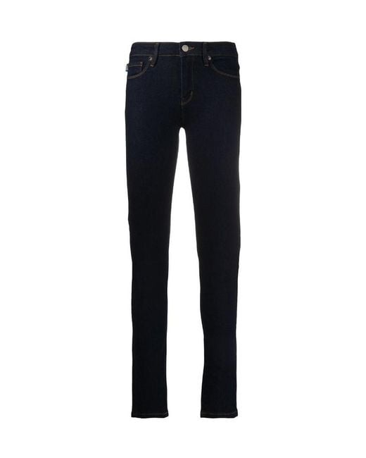 Moschino Blue Logo Embroidered Skinny Jeans